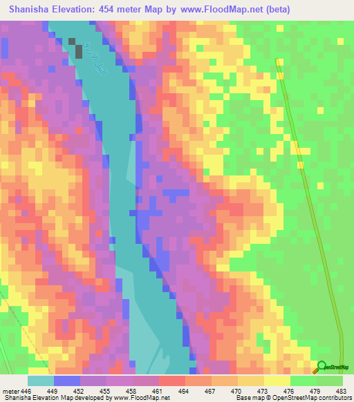 Shanisha,Sudan Elevation Map