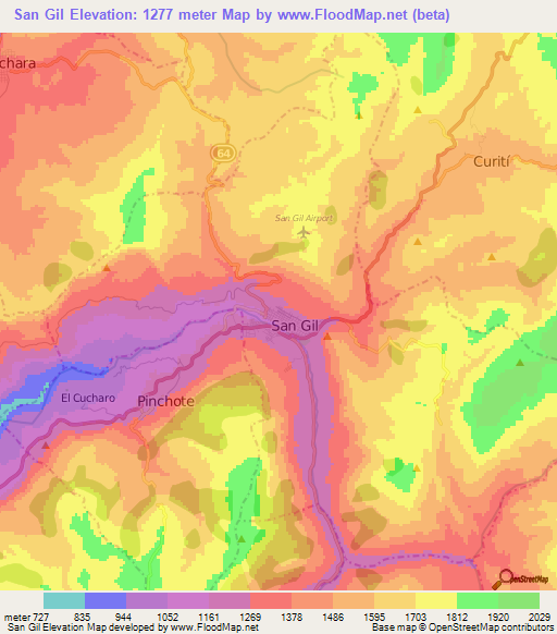 San Gil,Colombia Elevation Map