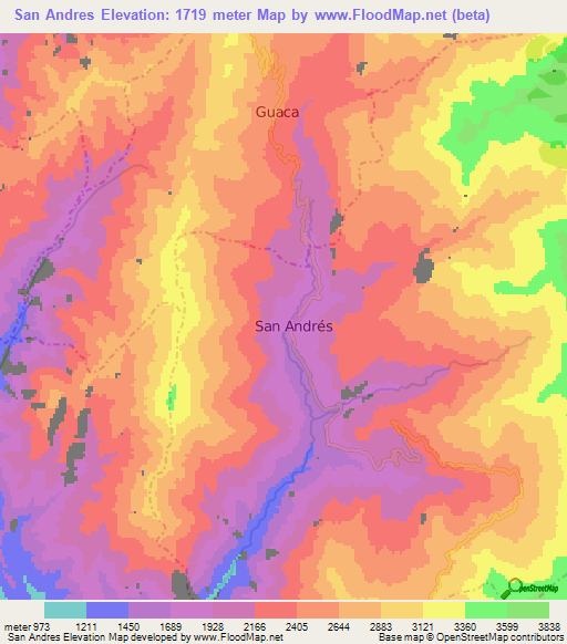 San Andres,Colombia Elevation Map