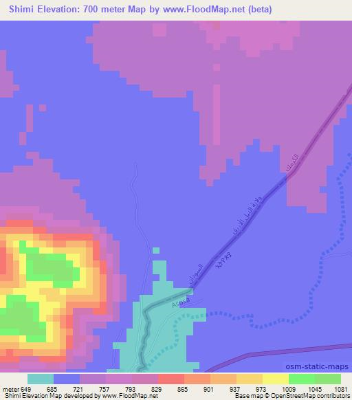 Shimi,Sudan Elevation Map