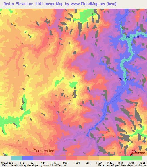 Elevation of Retiro,Colombia Elevation Map, Topography, Contour