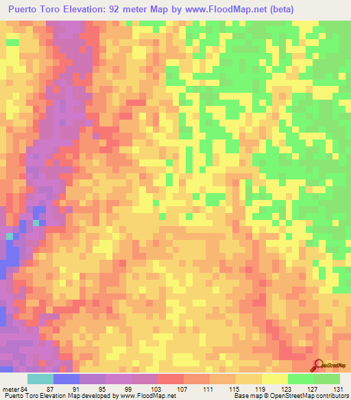 Puerto Toro,Colombia Elevation Map