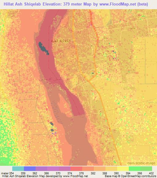 Hillat Ash Shiqelab,Sudan Elevation Map