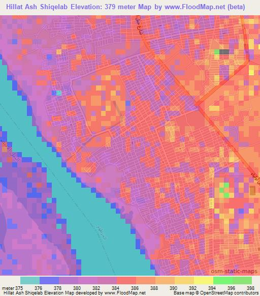 Hillat Ash Shiqelab,Sudan Elevation Map