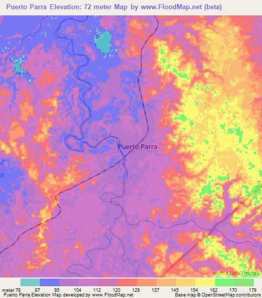 Puerto Parra,Colombia Elevation Map