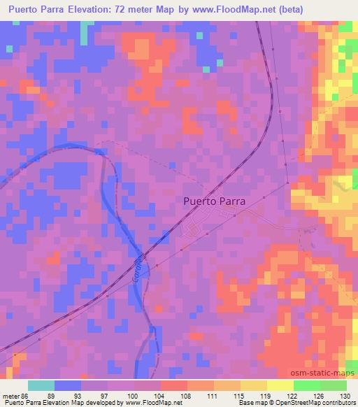 Puerto Parra,Colombia Elevation Map