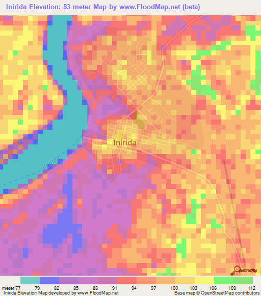 Inirida,Colombia Elevation Map