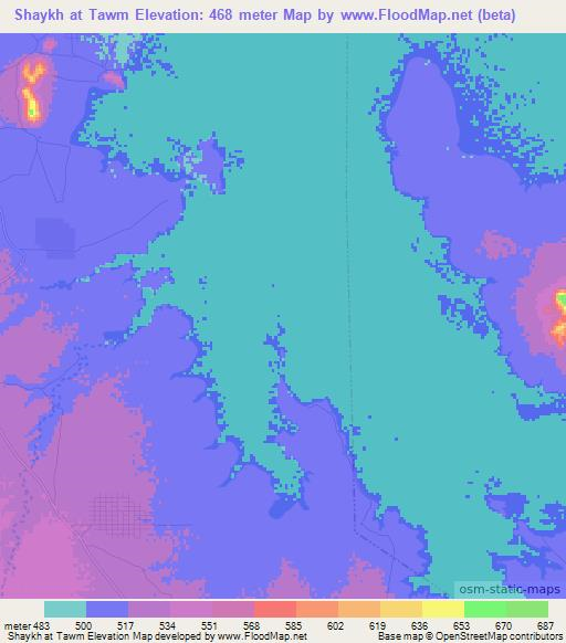 Shaykh at Tawm,Sudan Elevation Map