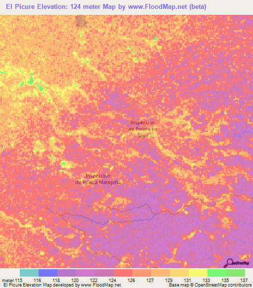 El Picure,Colombia Elevation Map