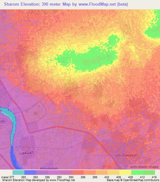 Sharom,Sudan Elevation Map