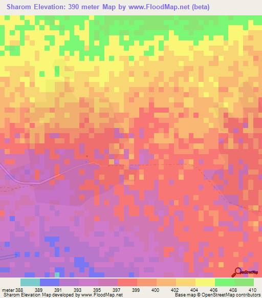 Sharom,Sudan Elevation Map