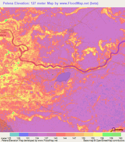 Pelena,Colombia Elevation Map