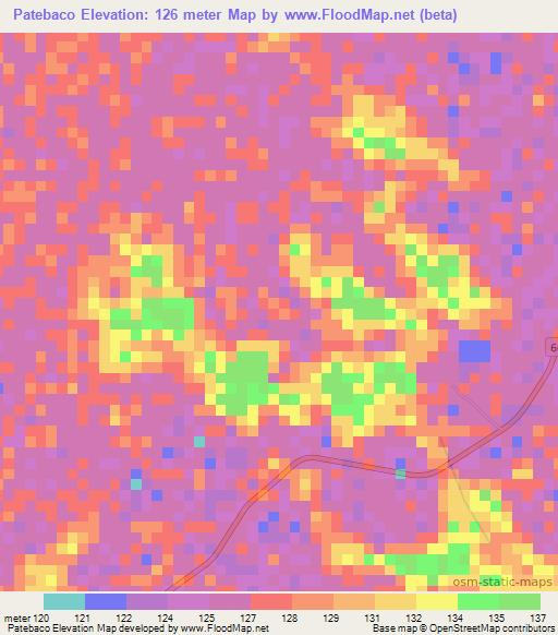 Patebaco,Colombia Elevation Map