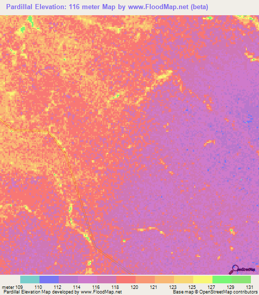 Pardillal,Colombia Elevation Map