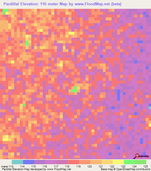 Pardillal,Colombia Elevation Map