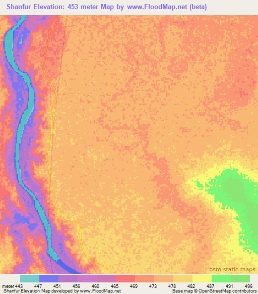 Shanfur,Sudan Elevation Map