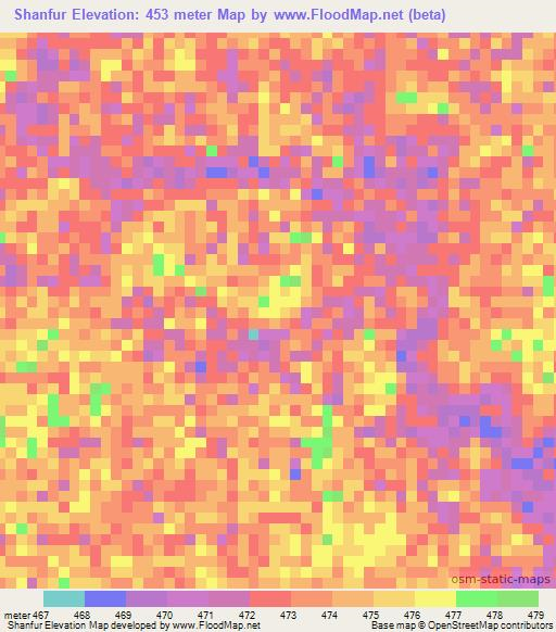 Shanfur,Sudan Elevation Map