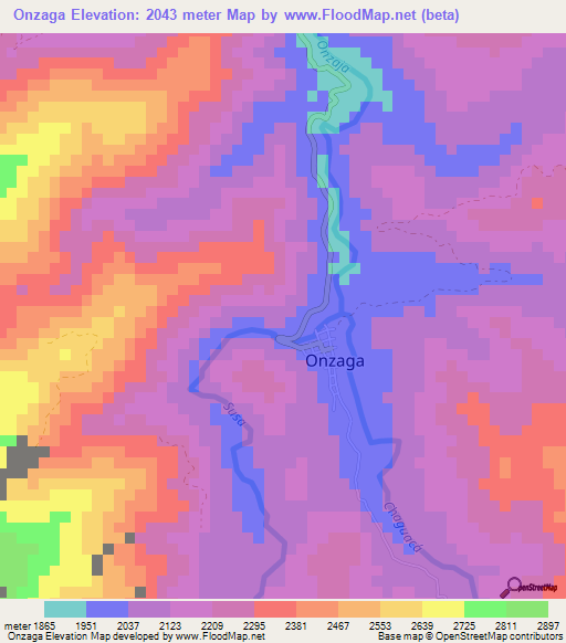 Onzaga,Colombia Elevation Map