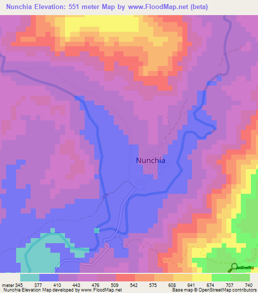 Nunchia,Colombia Elevation Map