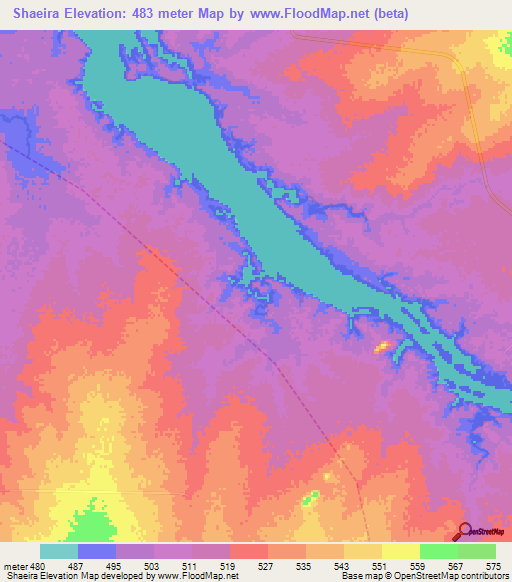 Shaeira,Sudan Elevation Map