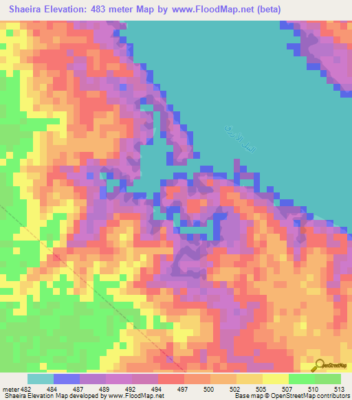 Shaeira,Sudan Elevation Map