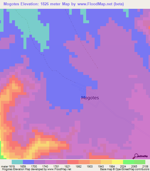 Mogotes,Colombia Elevation Map