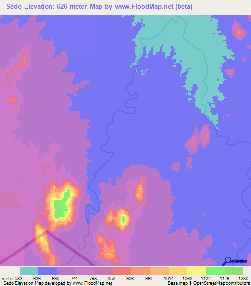 Sedo,Sudan Elevation Map