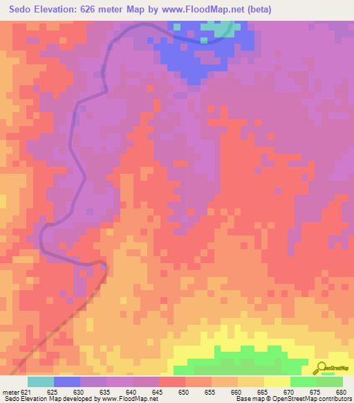 Sedo,Sudan Elevation Map