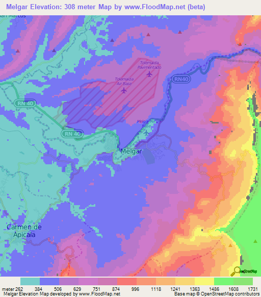 Elevation of Melgar,Colombia Elevation Map, Topography, Contour