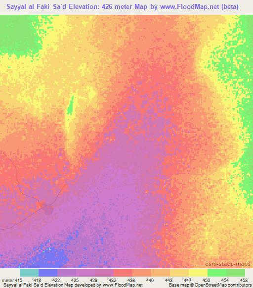 Sayyal al Faki Sa`d,Sudan Elevation Map