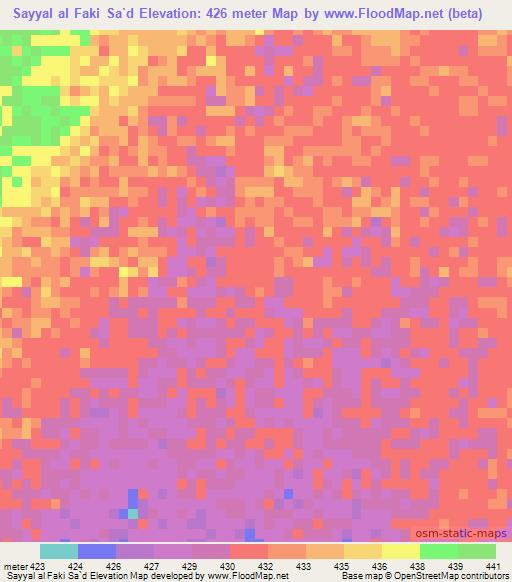 Sayyal al Faki Sa`d,Sudan Elevation Map