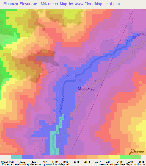 Matanza,Colombia Elevation Map