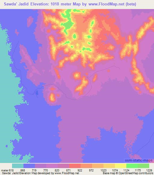 Sawda' Jadid,Sudan Elevation Map