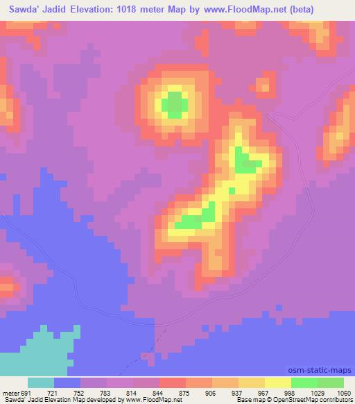 Sawda' Jadid,Sudan Elevation Map