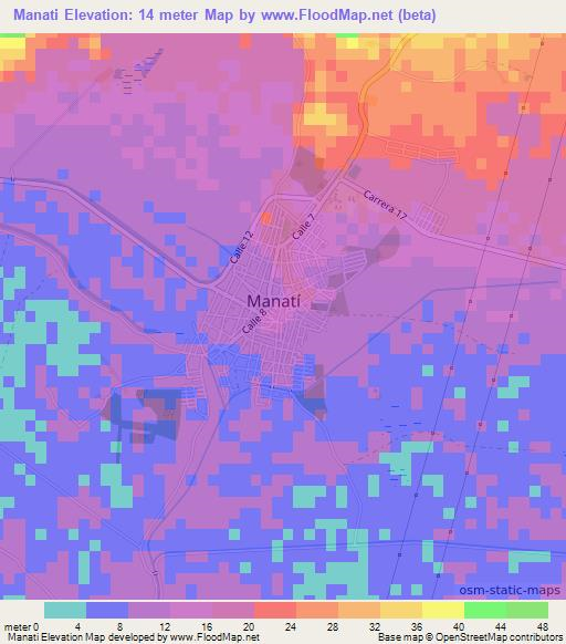 Manati,Colombia Elevation Map