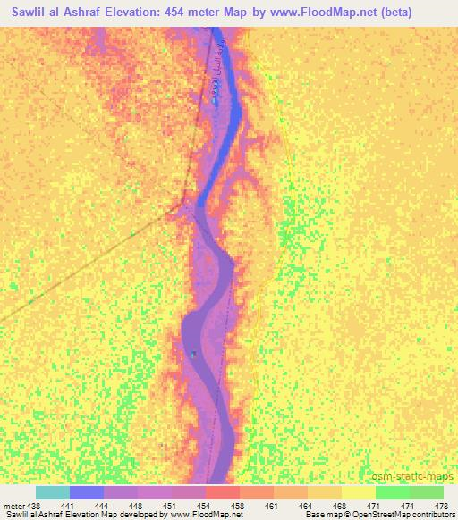 Sawlil al Ashraf,Sudan Elevation Map