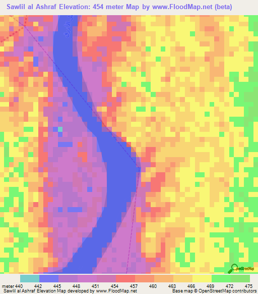 Sawlil al Ashraf,Sudan Elevation Map