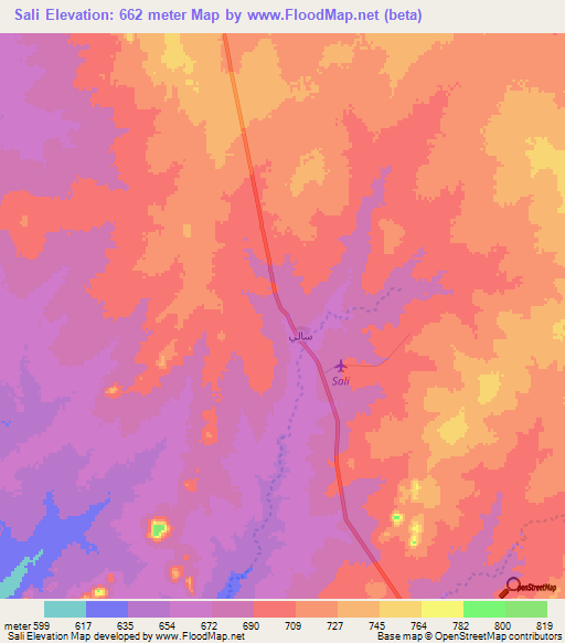 Sali,Sudan Elevation Map