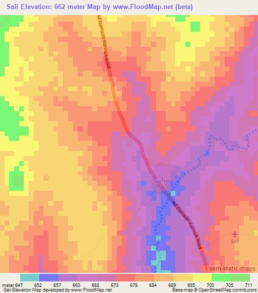 Sali,Sudan Elevation Map
