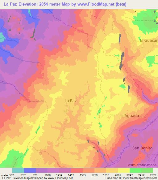 La Paz,Colombia Elevation Map