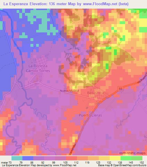 La Esperanza,Colombia Elevation Map