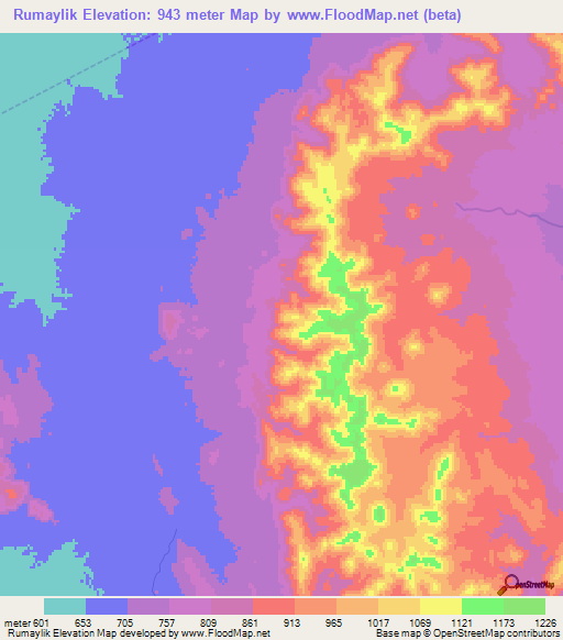 Rumaylik,Sudan Elevation Map