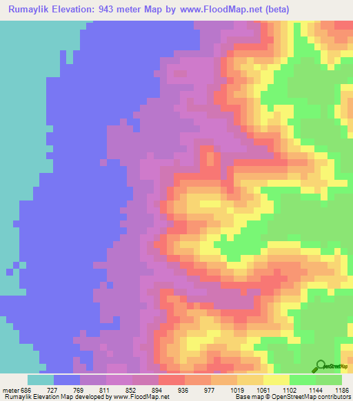 Rumaylik,Sudan Elevation Map