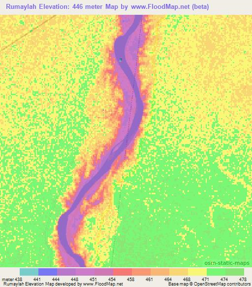 Rumaylah,Sudan Elevation Map