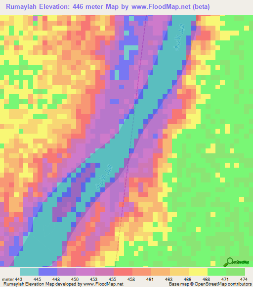 Rumaylah,Sudan Elevation Map