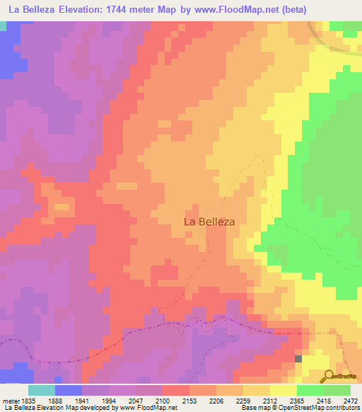 La Belleza,Colombia Elevation Map