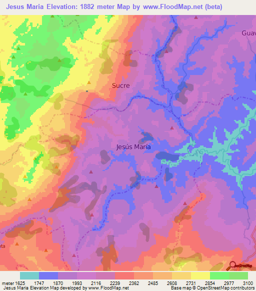 Jesus Maria,Colombia Elevation Map