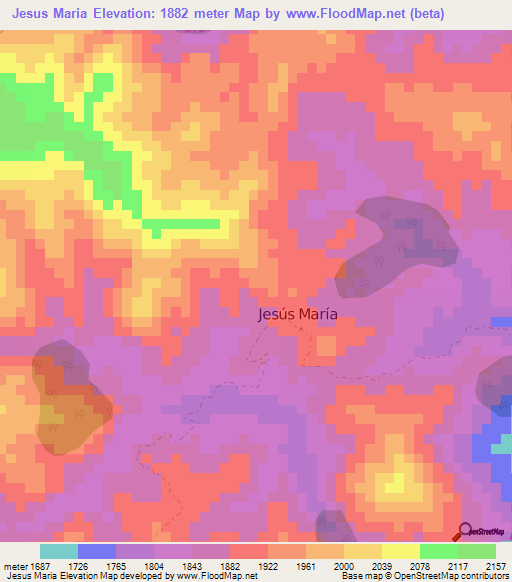 Jesus Maria,Colombia Elevation Map