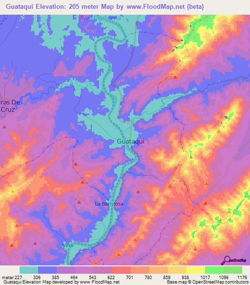 Elevation of Guataqui,Colombia Elevation Map, Topography, Contour