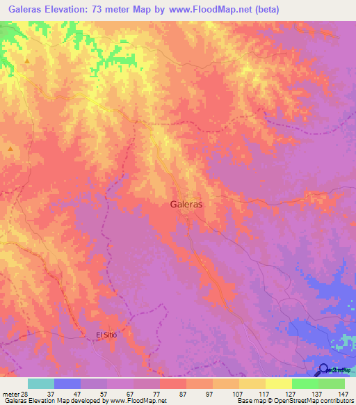 Galeras,Colombia Elevation Map